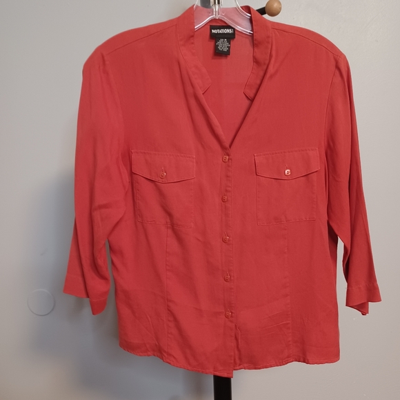 #1034 Notations Silk Button Down Blouse Size Medium - Picture 1 of 2
